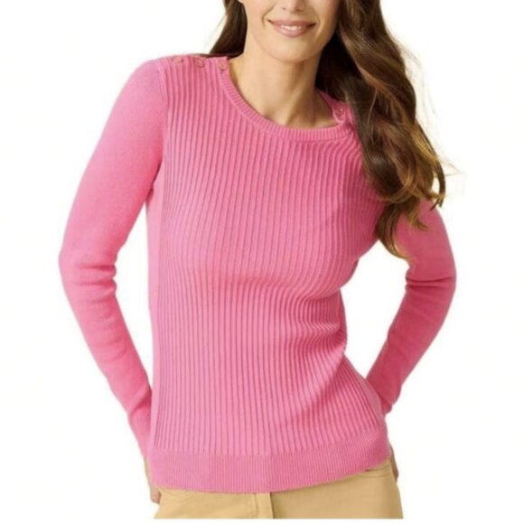J.McLaughlin Seaspray Sweater Size M Pink Ribbed Pullover Pink Nautical Preppy - Picture 6 of 14